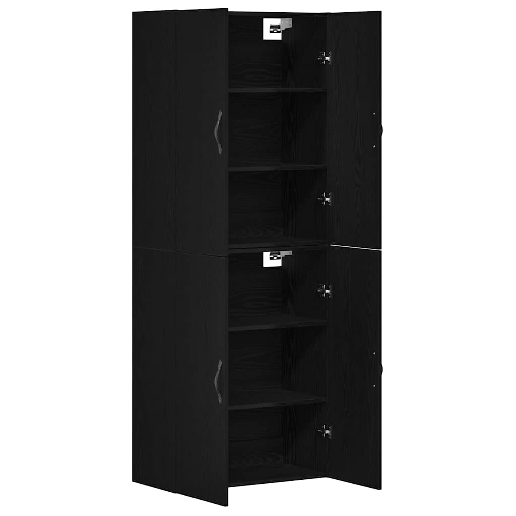 Wandkast 2 pcs Zwart Eiken 69,5 x 34 x 90 cm Bewerkt hout is nu te koop bij PeponiXL, paradijselijk wonen!