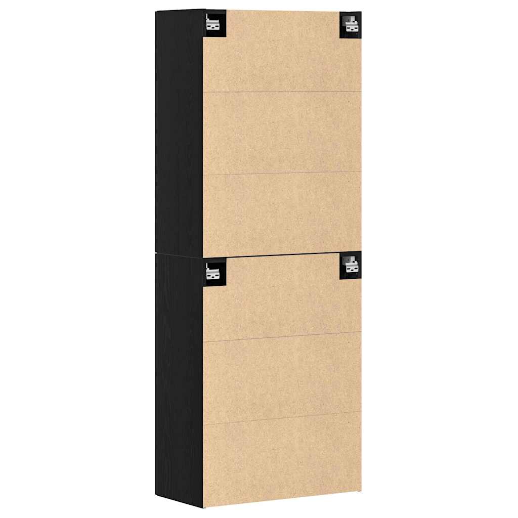 Wandkast 2 pcs Zwart Eiken 69,5 x 34 x 90 cm Bewerkt hout is nu te koop bij PeponiXL, paradijselijk wonen!
