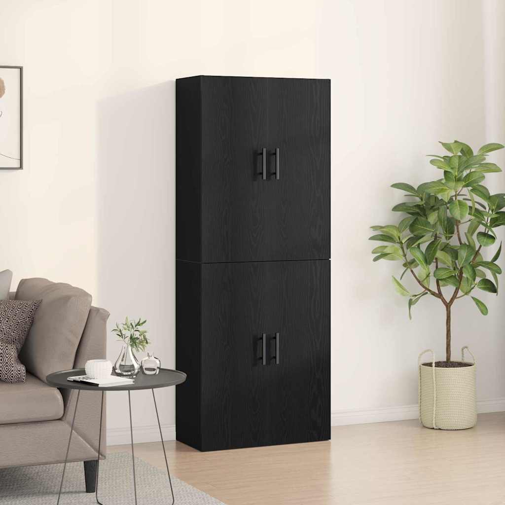 Wandkast 2 pcs Zwart Eiken 69,5 x 34 x 90 cm Bewerkt hout is nu te koop bij PeponiXL, paradijselijk wonen!