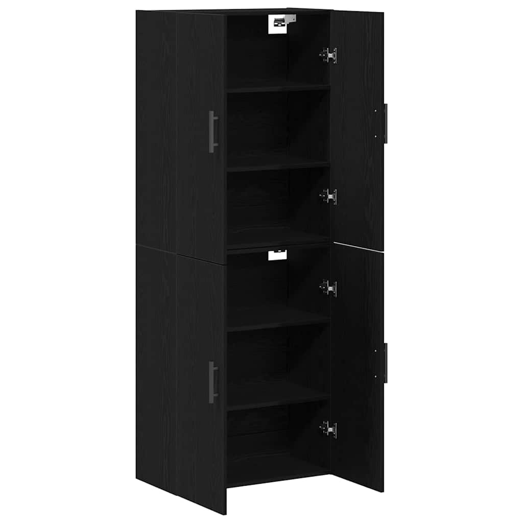 Wandkast 2 pcs Zwart Eiken 69,5 x 34 x 90 cm Bewerkt hout is nu te koop bij PeponiXL, paradijselijk wonen!