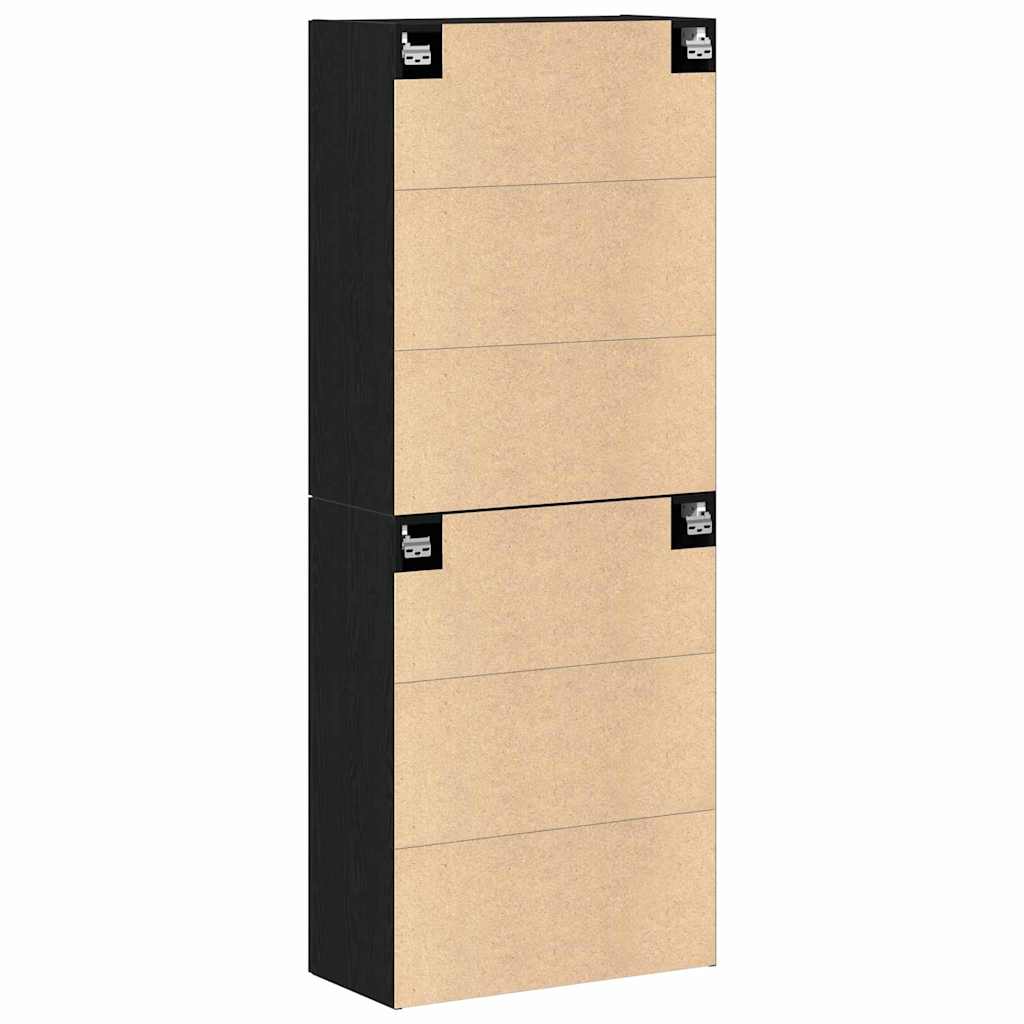 Wandkast 2 pcs Zwart Eiken 69,5 x 34 x 90 cm Bewerkt hout is nu te koop bij PeponiXL, paradijselijk wonen!