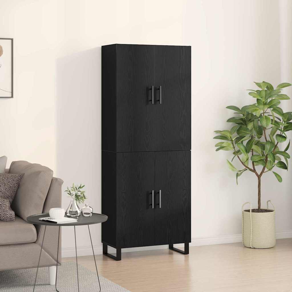 Hoge kast 2 pcs Zwart eiken 69,5 x 34 x 180 cm is nu te koop bij PeponiXL, paradijselijk wonen!