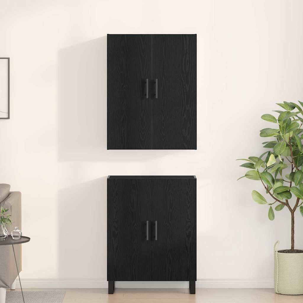 Hoge kast 2 pcs Zwart eiken 69,5 x 34 x 180 cm is nu te koop bij PeponiXL, paradijselijk wonen!