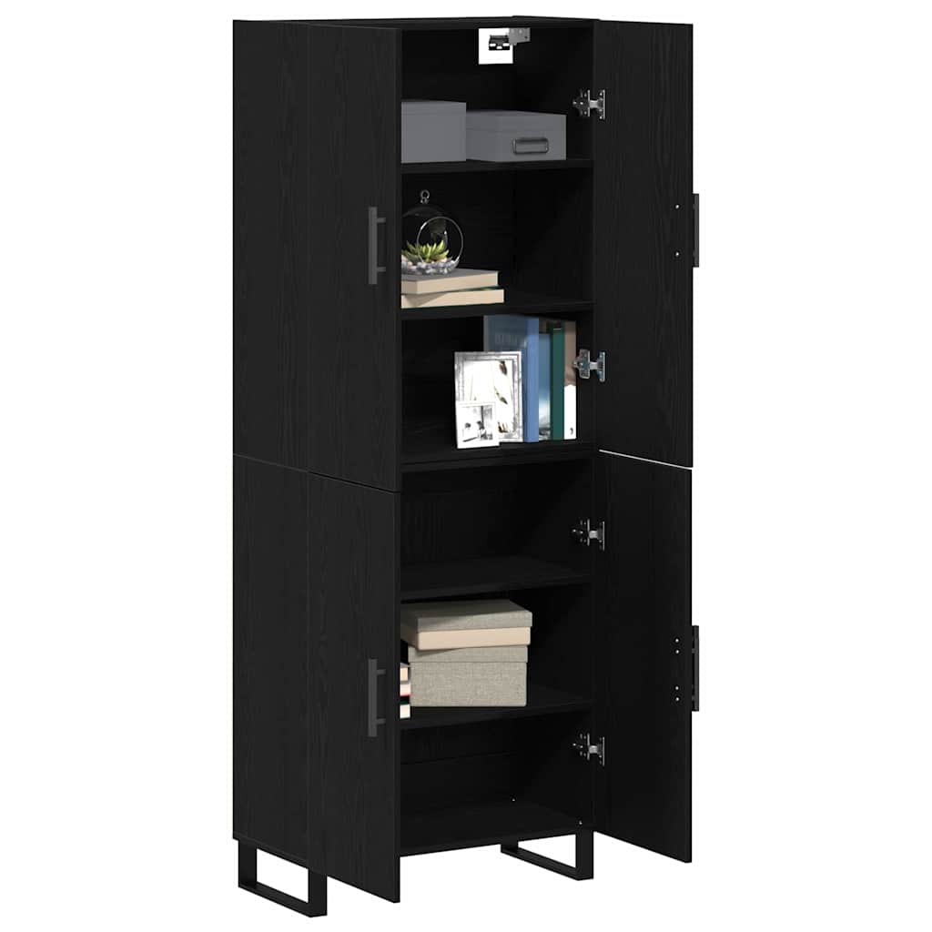 Hoge kast 2 pcs Zwart eiken 69,5 x 34 x 180 cm is nu te koop bij PeponiXL, paradijselijk wonen!