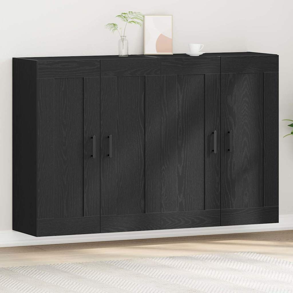 Wandkast 2 pcs Zwart Eiken 69,5 x 34 x 90 cm Bewerkt hout is nu te koop bij PeponiXL, paradijselijk wonen!
