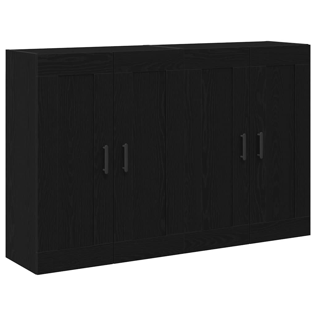 Wandkast 2 pcs Zwart Eiken 69,5 x 34 x 90 cm Bewerkt hout is nu te koop bij PeponiXL, paradijselijk wonen!