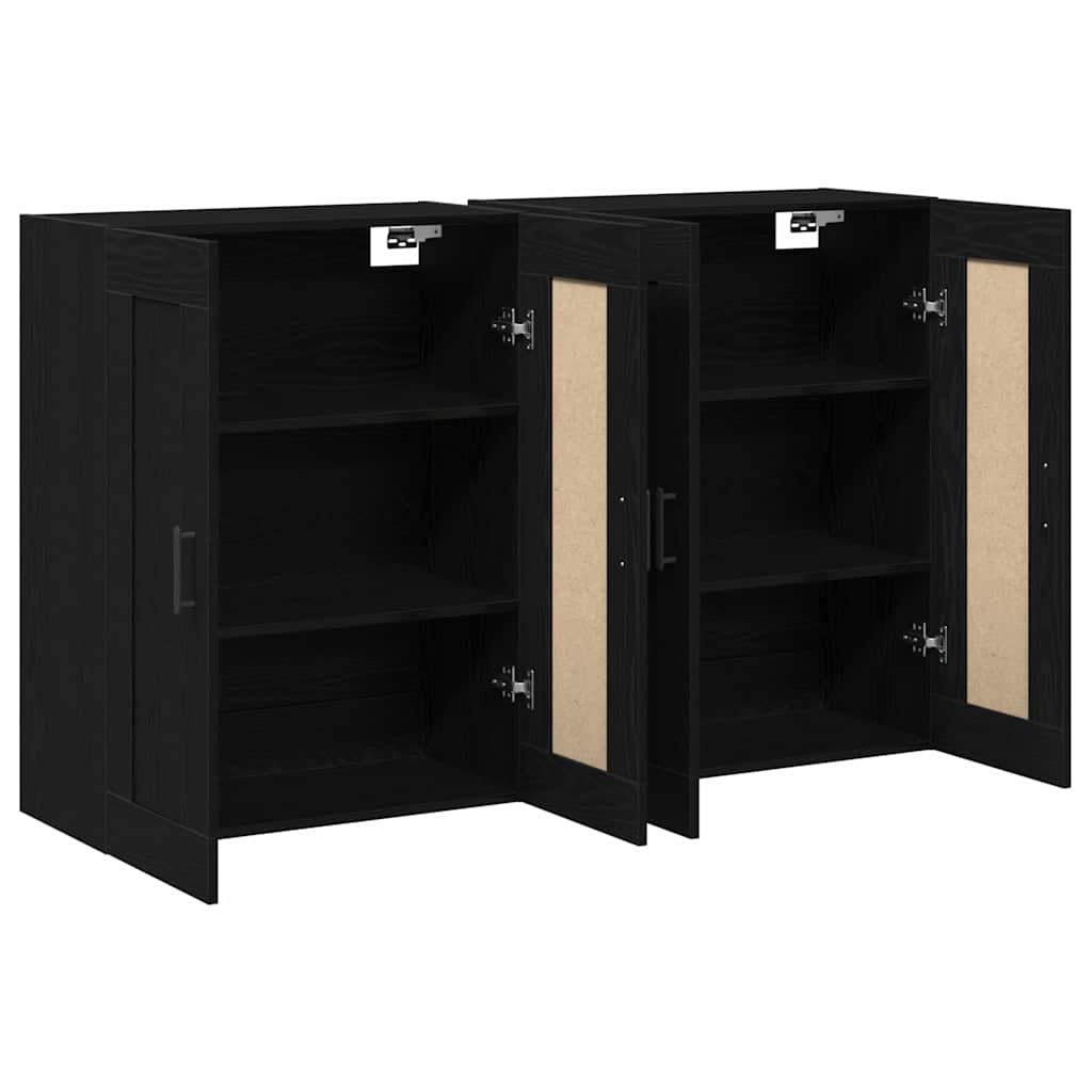 Wandkast 2 pcs Zwart Eiken 69,5 x 34 x 90 cm Bewerkt hout is nu te koop bij PeponiXL, paradijselijk wonen!