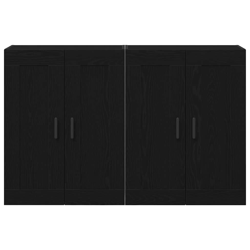 Wandkast 2 pcs Zwart Eiken 69,5 x 34 x 90 cm Bewerkt hout is nu te koop bij PeponiXL, paradijselijk wonen!