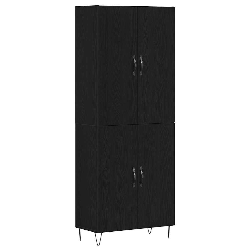 Hoge kast 2 pcs Zwart Eiken Geëngineerd hout en glas is nu te koop bij PeponiXL, paradijselijk wonen!