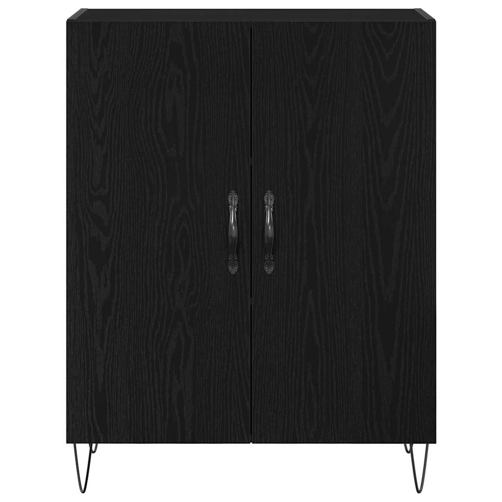 Hoge kast 2 pcs Zwart Eiken Geëngineerd hout en glas is nu te koop bij PeponiXL, paradijselijk wonen!