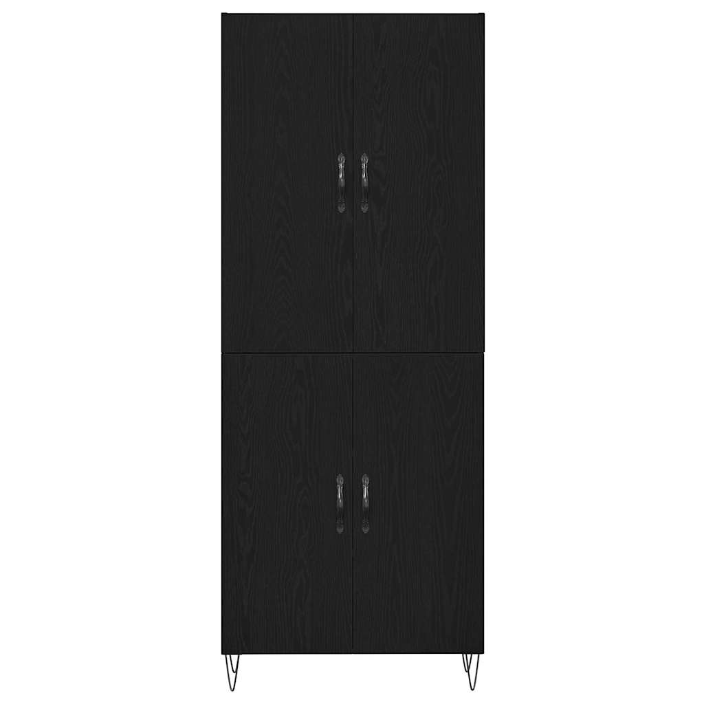 Hoge kast 2 pcs Zwart Eiken Geëngineerd hout en glas is nu te koop bij PeponiXL, paradijselijk wonen!