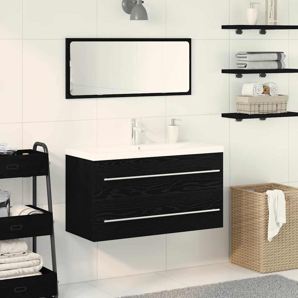 Badkamertenk te kast met lade Wandgemonteerd 3 pcs Zwart Eiken is nu te koop bij PeponiXL, paradijselijk wonen!