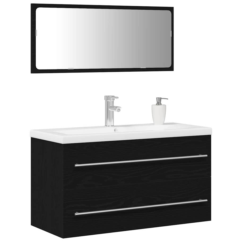 Badkamertenk te kast met lade Wandgemonteerd 3 pcs Zwart Eiken is nu te koop bij PeponiXL, paradijselijk wonen!