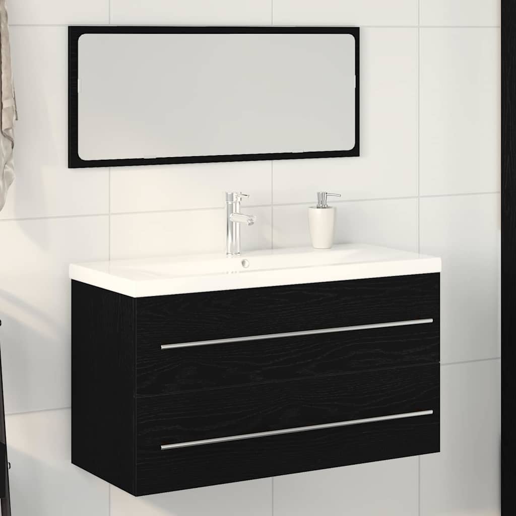 Badkamertenk te kast met lade Wandgemonteerd 3 pcs Zwart Eiken is nu te koop bij PeponiXL, paradijselijk wonen!