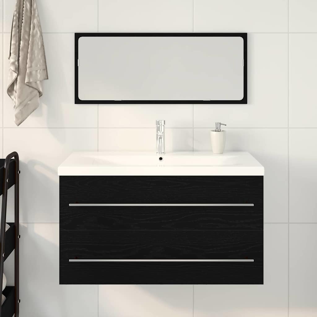 Badkamertenk te kast met lade Wandgemonteerd 3 pcs Zwart Eiken is nu te koop bij PeponiXL, paradijselijk wonen!