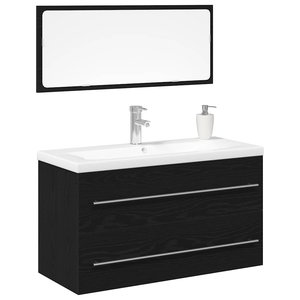 Badkamertenk te kast met lade Wandgemonteerd 3 pcs Zwart Eiken is nu te koop bij PeponiXL, paradijselijk wonen!