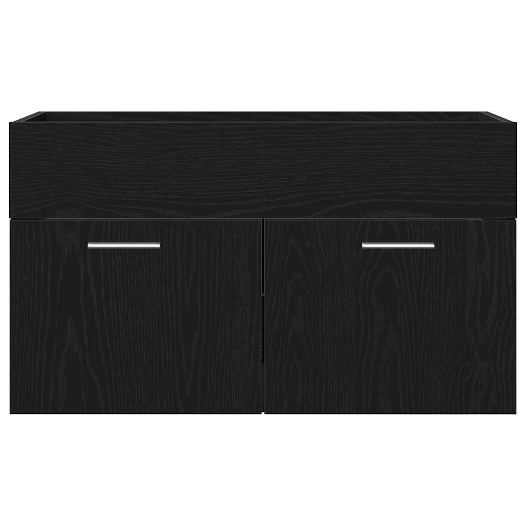 Badkamerkast Zwart Eiken 80 x 38,5 x 46 cm Bewerkt hout is nu te koop bij PeponiXL, paradijselijk wonen!