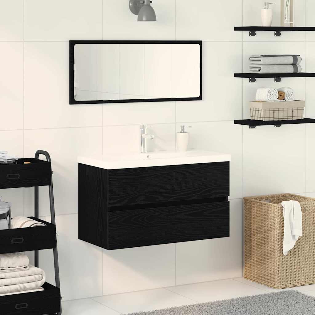 Badkamertenk te kast Zwart Eiken 80 x 39 x 62 cm Bewerkt hout is nu te koop bij PeponiXL, paradijselijk wonen!