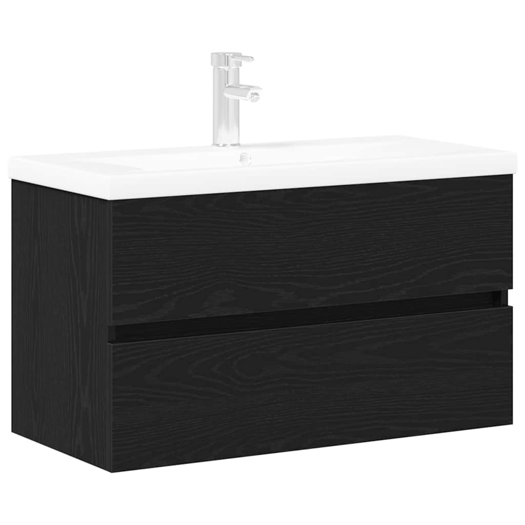 Badkamertenk te kast Zwart Eiken 80 x 39 x 62 cm Bewerkt hout is nu te koop bij PeponiXL, paradijselijk wonen!