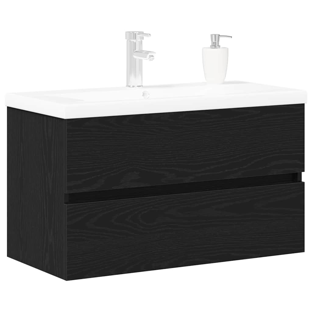 Badkamertenk te kast Zwart Eiken 80 x 39 x 62 cm Bewerkt hout is nu te koop bij PeponiXL, paradijselijk wonen!