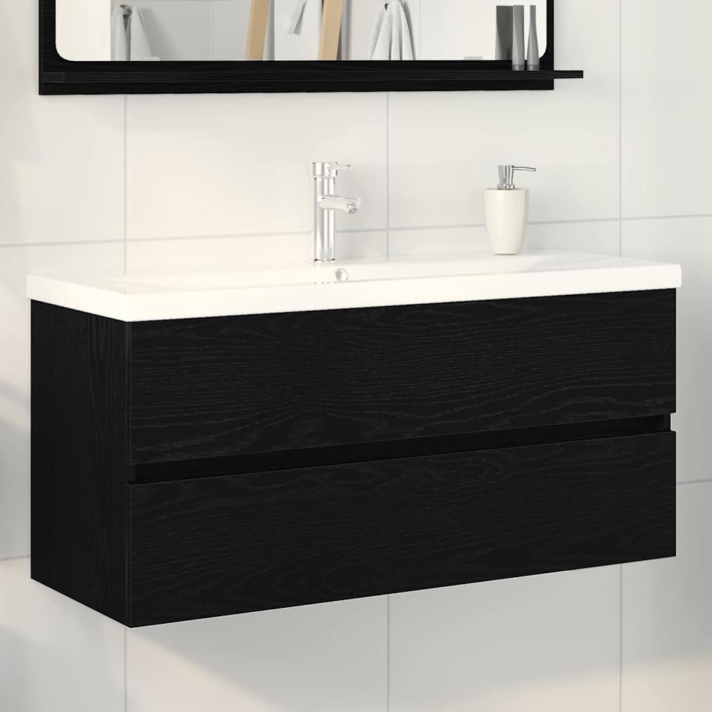Badkamertenk te kast Zwart Eiken 100 x 39 x 62 cm Bewerkt hout is nu te koop bij PeponiXL, paradijselijk wonen!