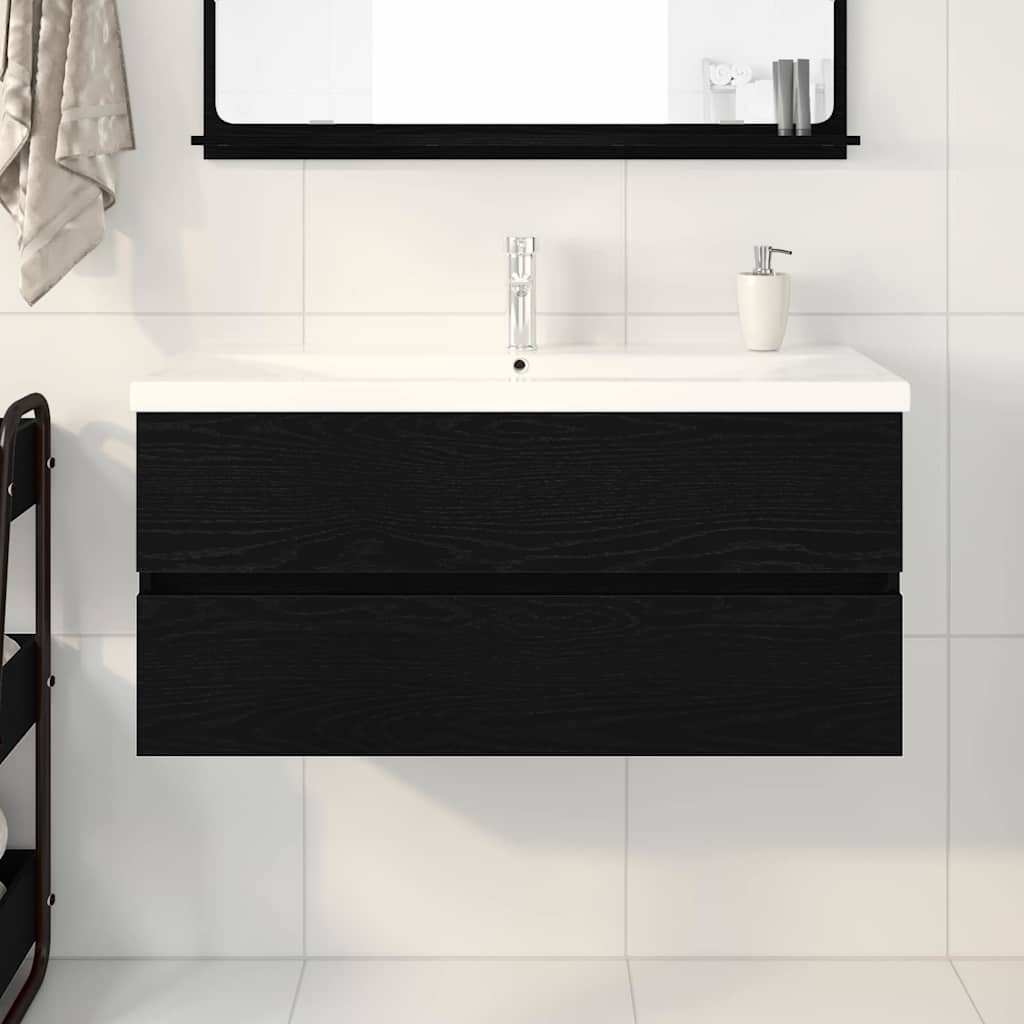 Badkamertenk te kast Zwart Eiken 100 x 39 x 62 cm Bewerkt hout is nu te koop bij PeponiXL, paradijselijk wonen!