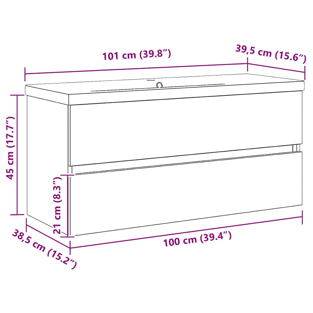 Badkamertenk te kast Zwart Eiken 100 x 39 x 62 cm Bewerkt hout is nu te koop bij PeponiXL, paradijselijk wonen!