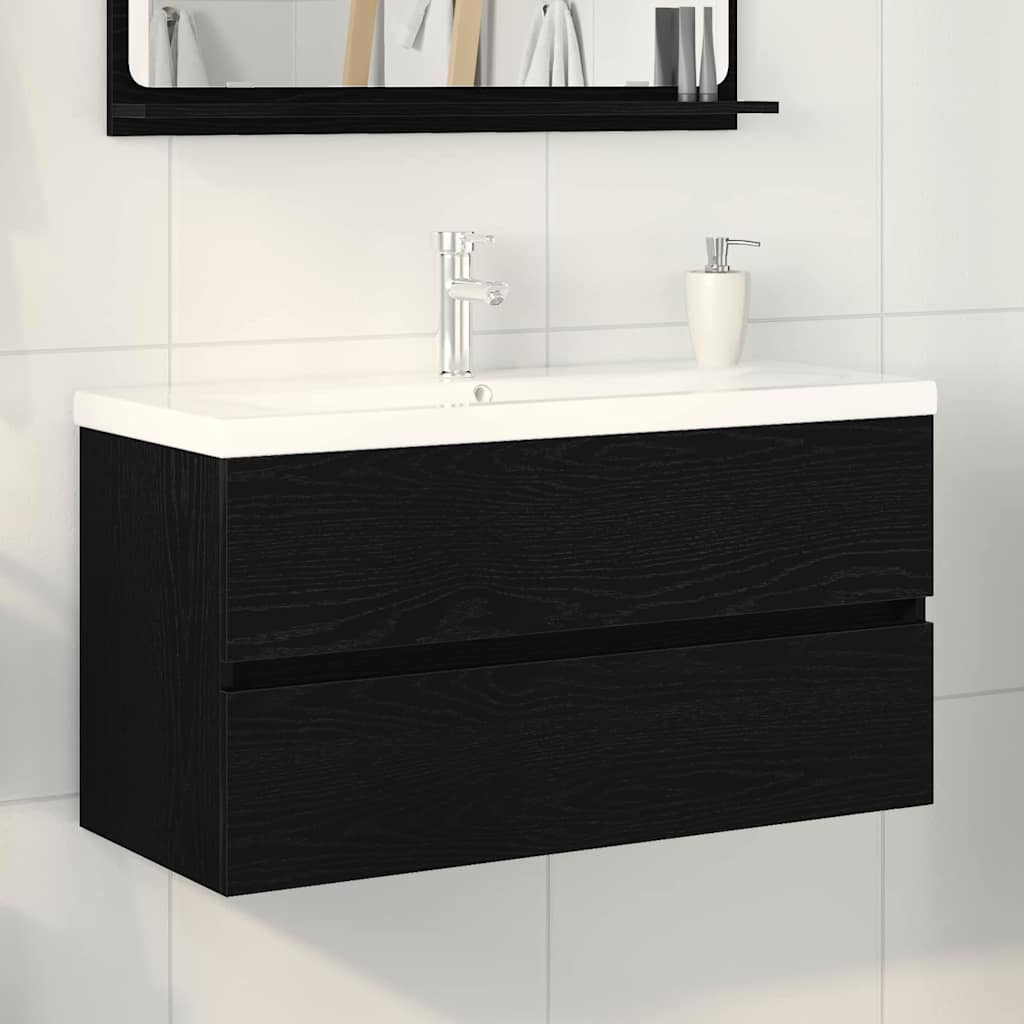 Badkamertenk te kast Zwart Eiken 90 x 39 x 62 cm Bewerkt hout is nu te koop bij PeponiXL, paradijselijk wonen!