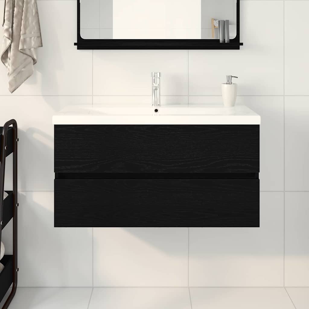 Badkamertenk te kast Zwart Eiken 90 x 39 x 62 cm Bewerkt hout is nu te koop bij PeponiXL, paradijselijk wonen!