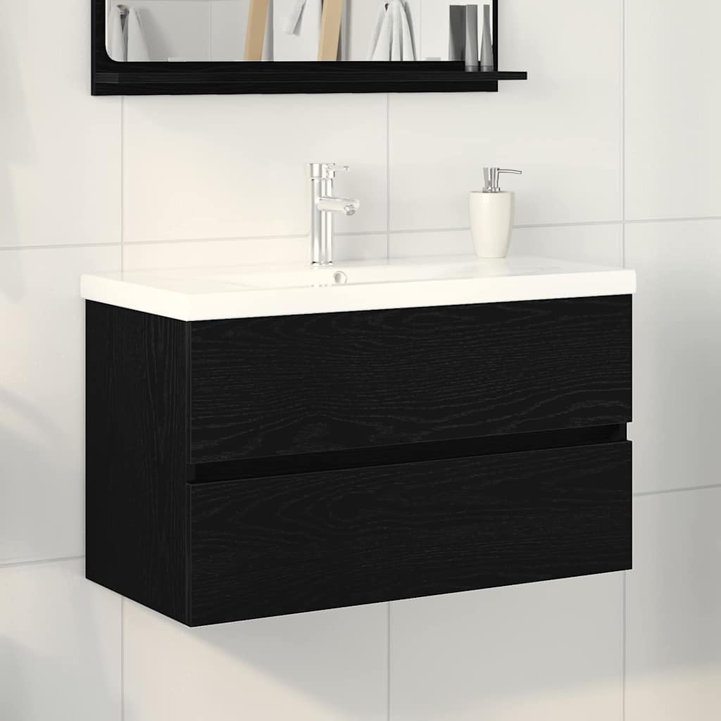 Badkamertenk te kast Zwart Eiken 80 x 39 x 62 cm Bewerkt hout is nu te koop bij PeponiXL, paradijselijk wonen!