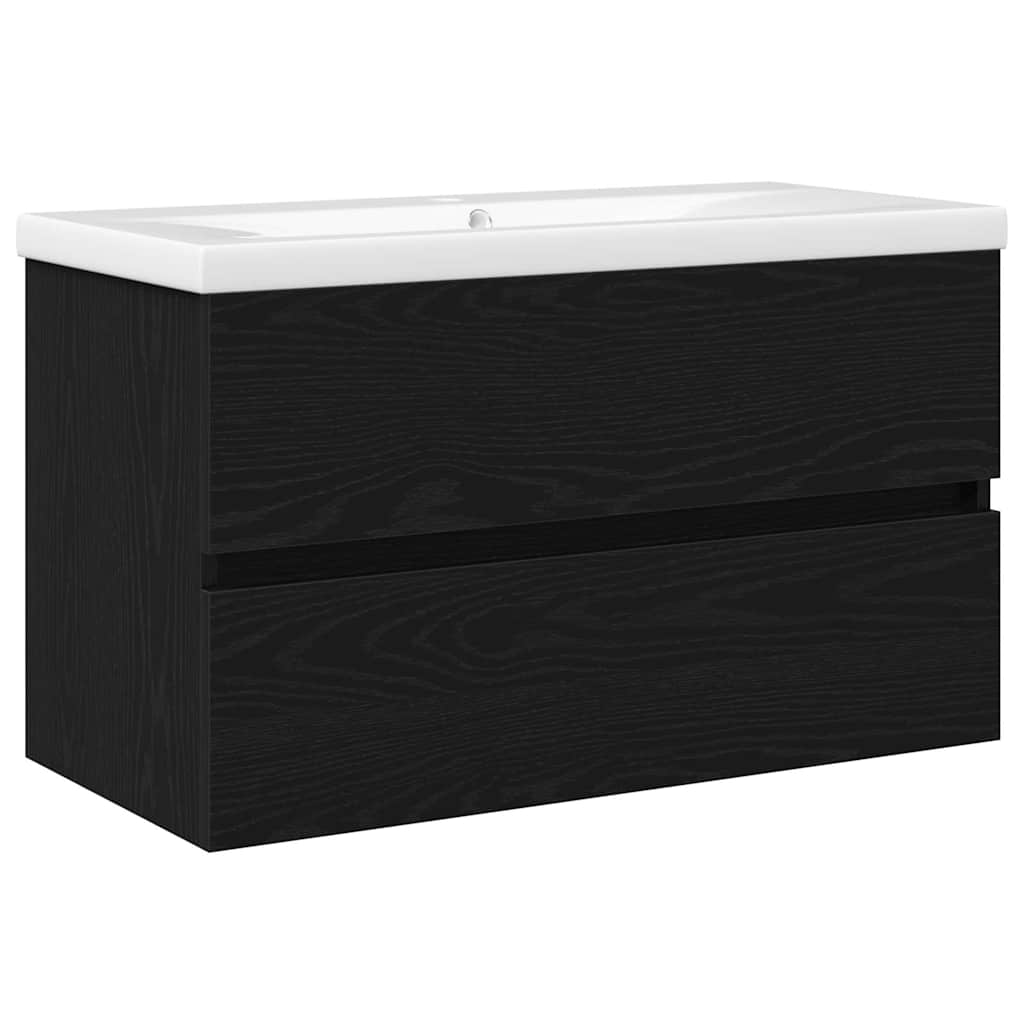 Badkamertenk te kast Zwart Eiken 80 x 39 x 62 cm Bewerkt hout is nu te koop bij PeponiXL, paradijselijk wonen!