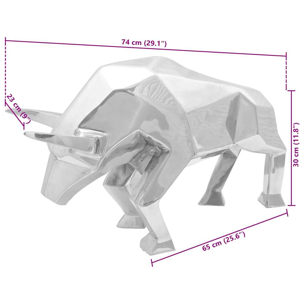 Stierensculptuur Zilver 74 x 23 x 30 cm Aluminium is nu te koop bij PeponiXL, paradijselijk wonen!