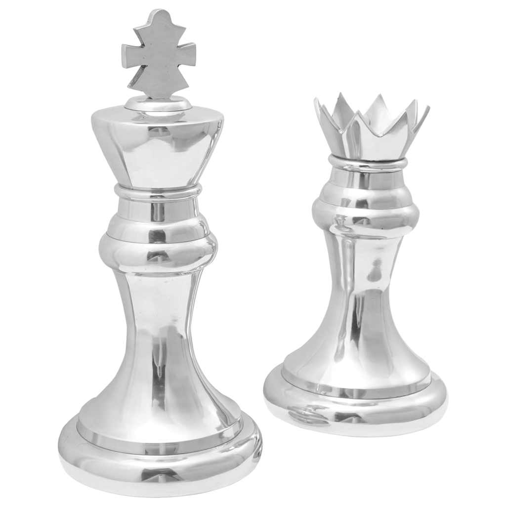 Beelden 2 pcs Zilver 17 x 17 x 42 cm Aluminium is nu te koop bij PeponiXL, paradijselijk wonen!