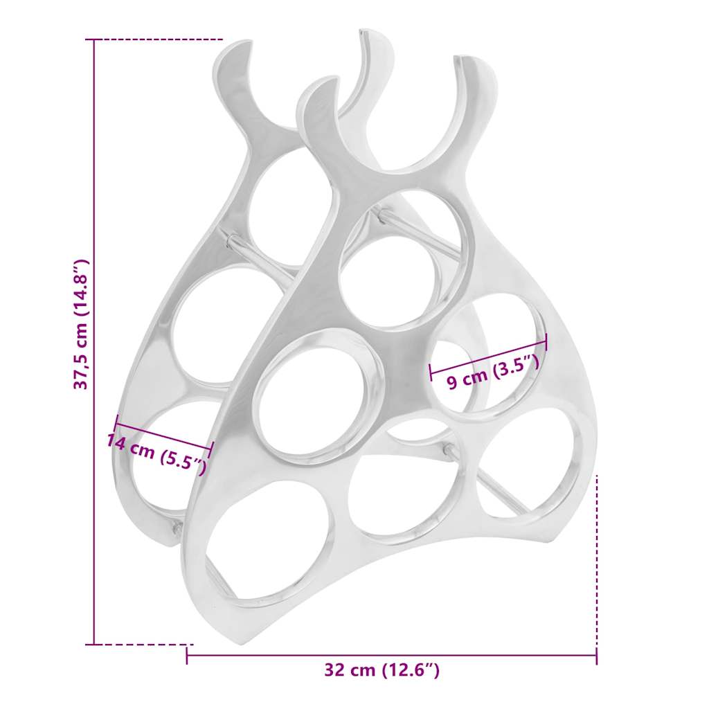 Wijnrek Zilver 32 x 14 x 37,5 cm Aluminium is nu te koop bij PeponiXL, paradijselijk wonen!
