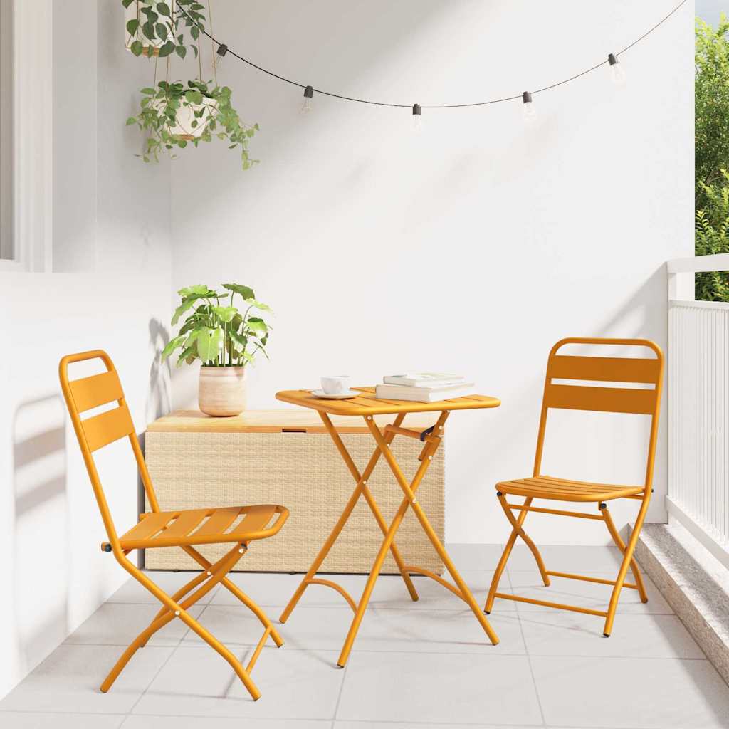 Tuin Opvouwbare Stoel 2 pcs Mosterdgeel 42 x 52 x 82 cm is nu te koop bij PeponiXL, paradijselijk wonen!