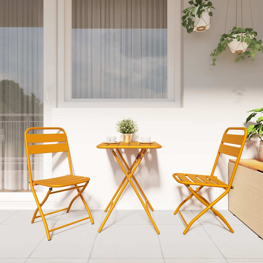 Tuin Opvouwbare Stoel 2 pcs Mosterdgeel 42 x 52 x 82 cm is nu te koop bij PeponiXL, paradijselijk wonen!