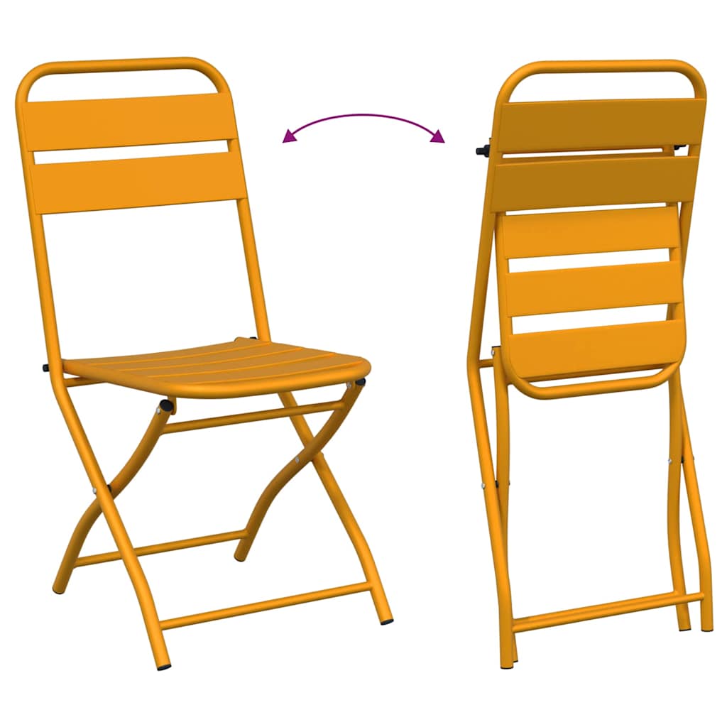 Tuin Opvouwbare Stoel 2 pcs Mosterdgeel 42 x 52 x 82 cm is nu te koop bij PeponiXL, paradijselijk wonen!
