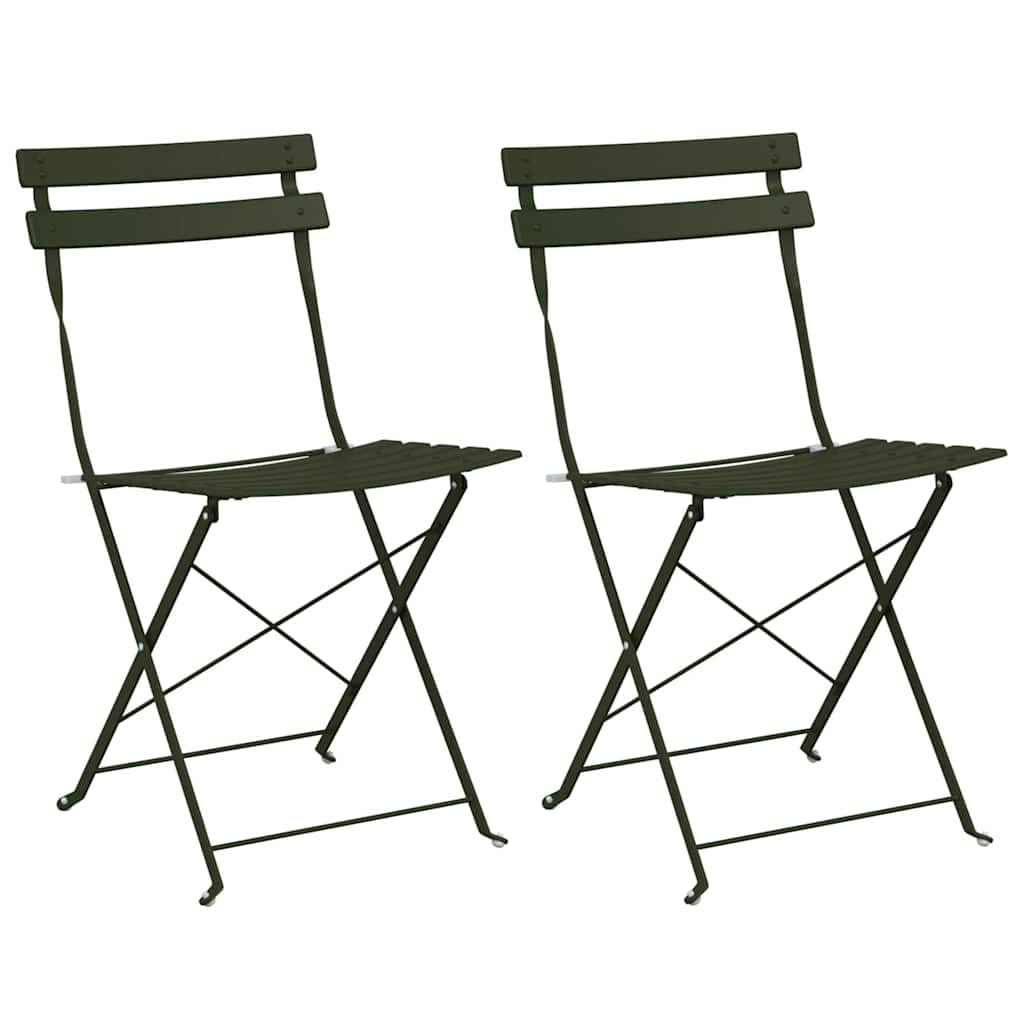 Tuin Opvouwbare Stoel 2 pcs Groen 42 x 46 x 82cm Metaal is nu te koop bij PeponiXL, paradijselijk wonen!