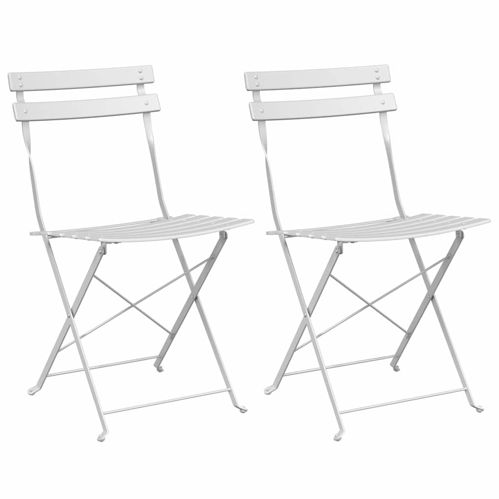 Tuin Opvouwbare Stoel 2 pcs Wit 42 x 46 x 82cm Metaal is nu te koop bij PeponiXL, paradijselijk wonen!