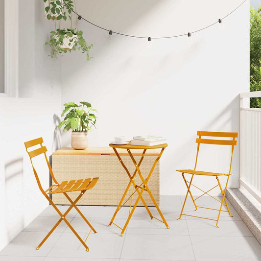 Tuin Opvouwbare Stoel 2 pcs Mosterdgeel 42 x 46 x 82cm Metaal is nu te koop bij PeponiXL, paradijselijk wonen!