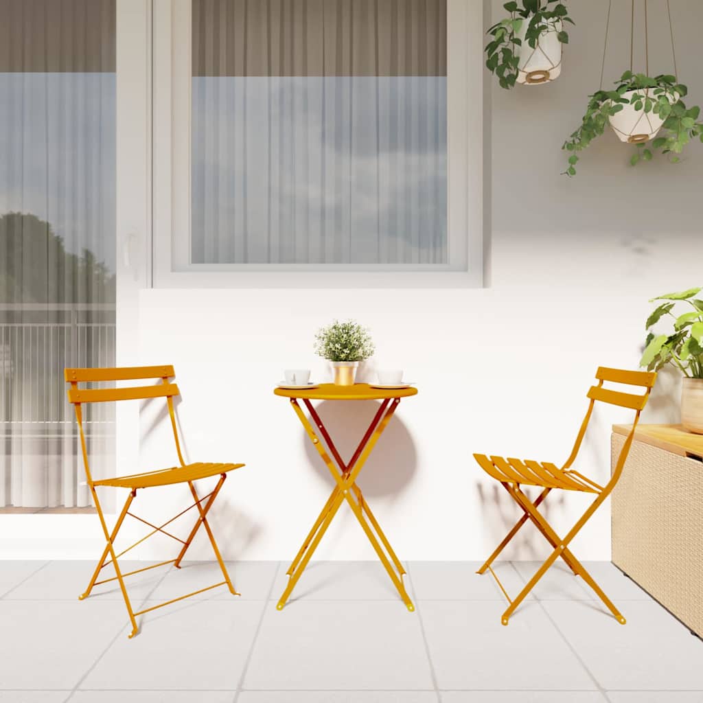 Tuin Opvouwbare Stoel 2 pcs Mosterdgeel 42 x 46 x 82cm Metaal is nu te koop bij PeponiXL, paradijselijk wonen!