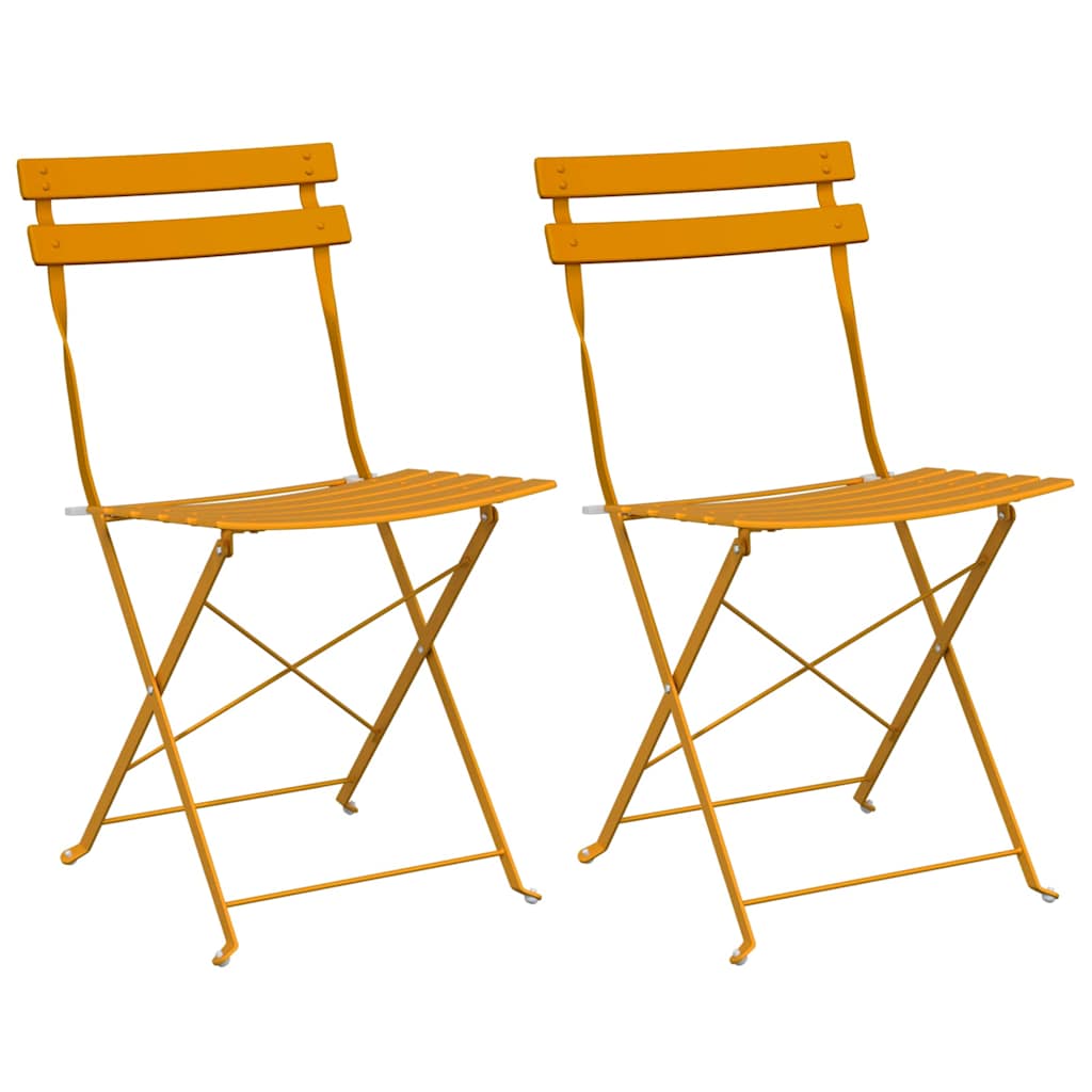 Tuin Opvouwbare Stoel 2 pcs Mosterdgeel 42 x 46 x 82cm Metaal is nu te koop bij PeponiXL, paradijselijk wonen!