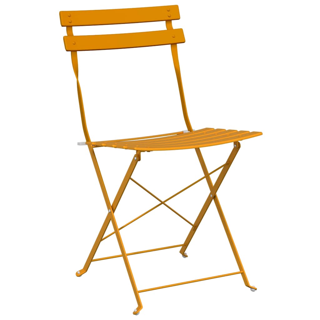 Tuin Opvouwbare Stoel 2 pcs Mosterdgeel 42 x 46 x 82cm Metaal is nu te koop bij PeponiXL, paradijselijk wonen!