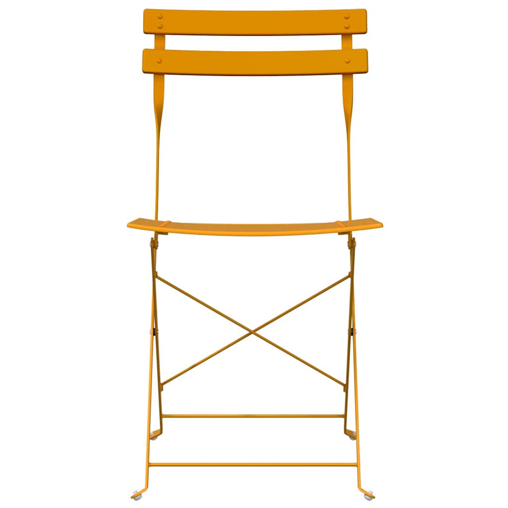 Tuin Opvouwbare Stoel 2 pcs Mosterdgeel 42 x 46 x 82cm Metaal is nu te koop bij PeponiXL, paradijselijk wonen!