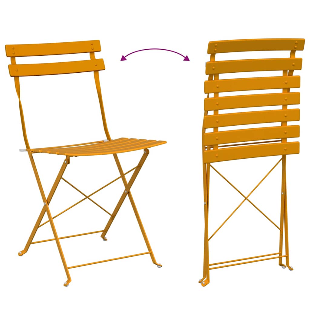 Tuin Opvouwbare Stoel 2 pcs Mosterdgeel 42 x 46 x 82cm Metaal is nu te koop bij PeponiXL, paradijselijk wonen!
