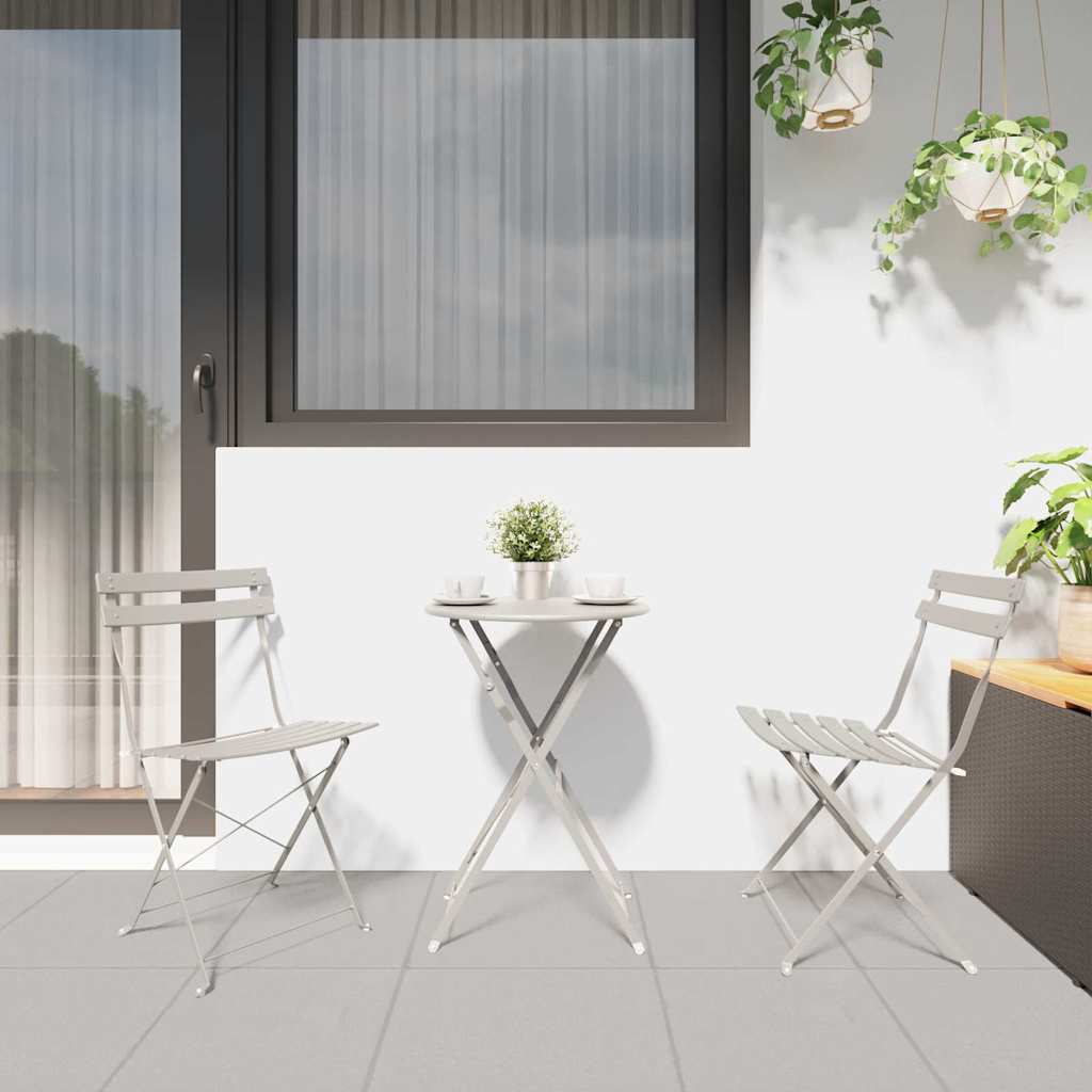 Tuin Opvouwbare Stoel 2 pcs Beige 42 x 46 x 82cm Metaal is nu te koop bij PeponiXL, paradijselijk wonen!