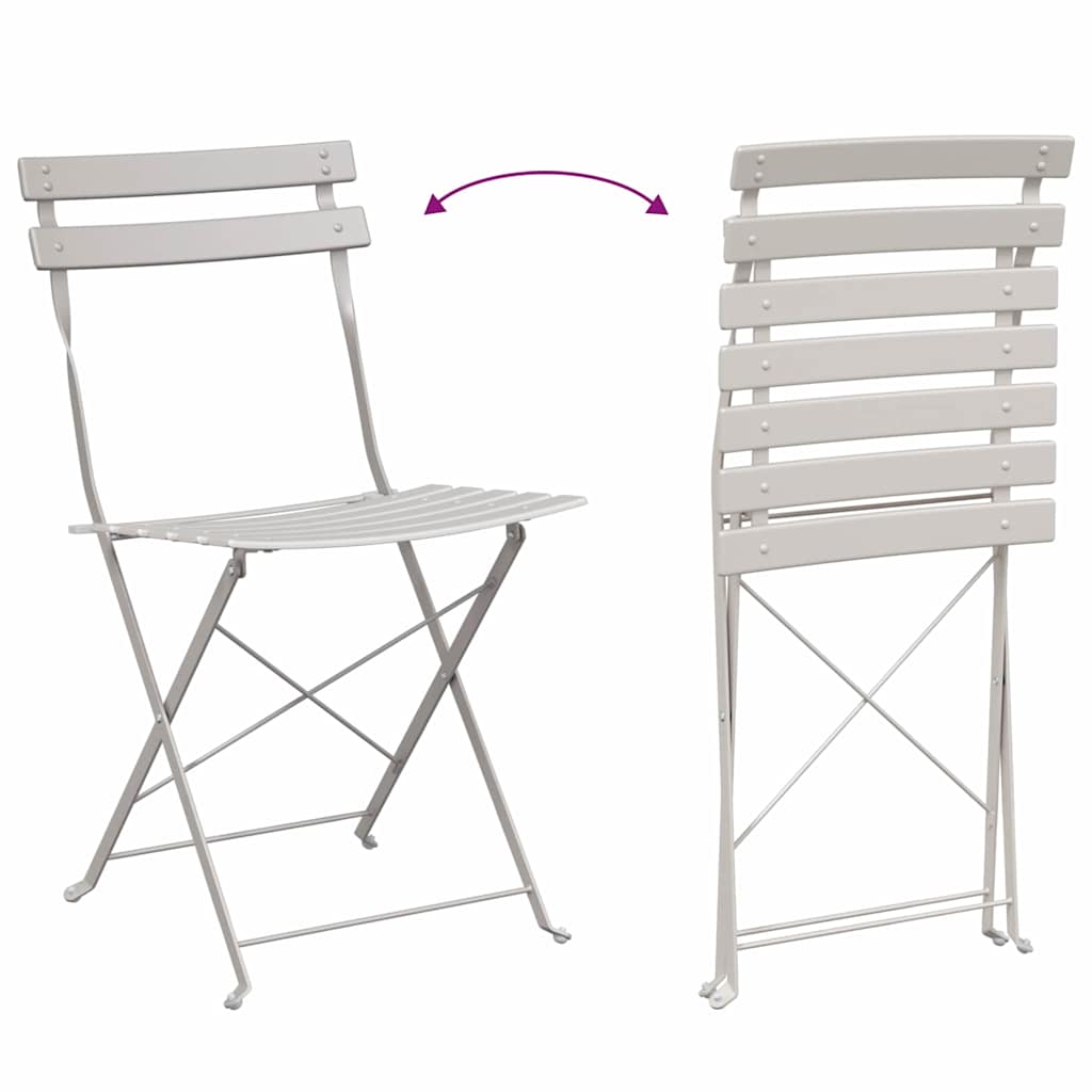 Tuin Opvouwbare Stoel 2 pcs Beige 42 x 46 x 82cm Metaal is nu te koop bij PeponiXL, paradijselijk wonen!