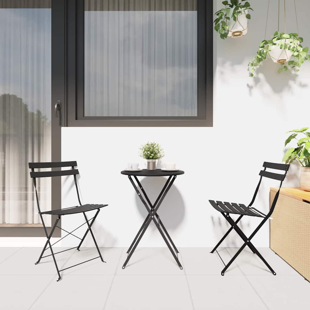 Tuin Opvouwbare Stoel 2 pcs Antraciet 42 x 46 x 82cm Metaal is nu te koop bij PeponiXL, paradijselijk wonen!