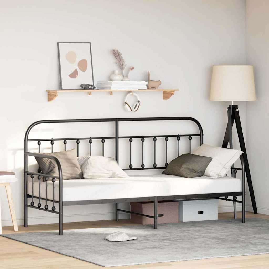 Bedframe voor een daybed Zwart 75 x 190 cm Gepoedercoat staal is nu te koop bij PeponiXL, paradijselijk wonen!