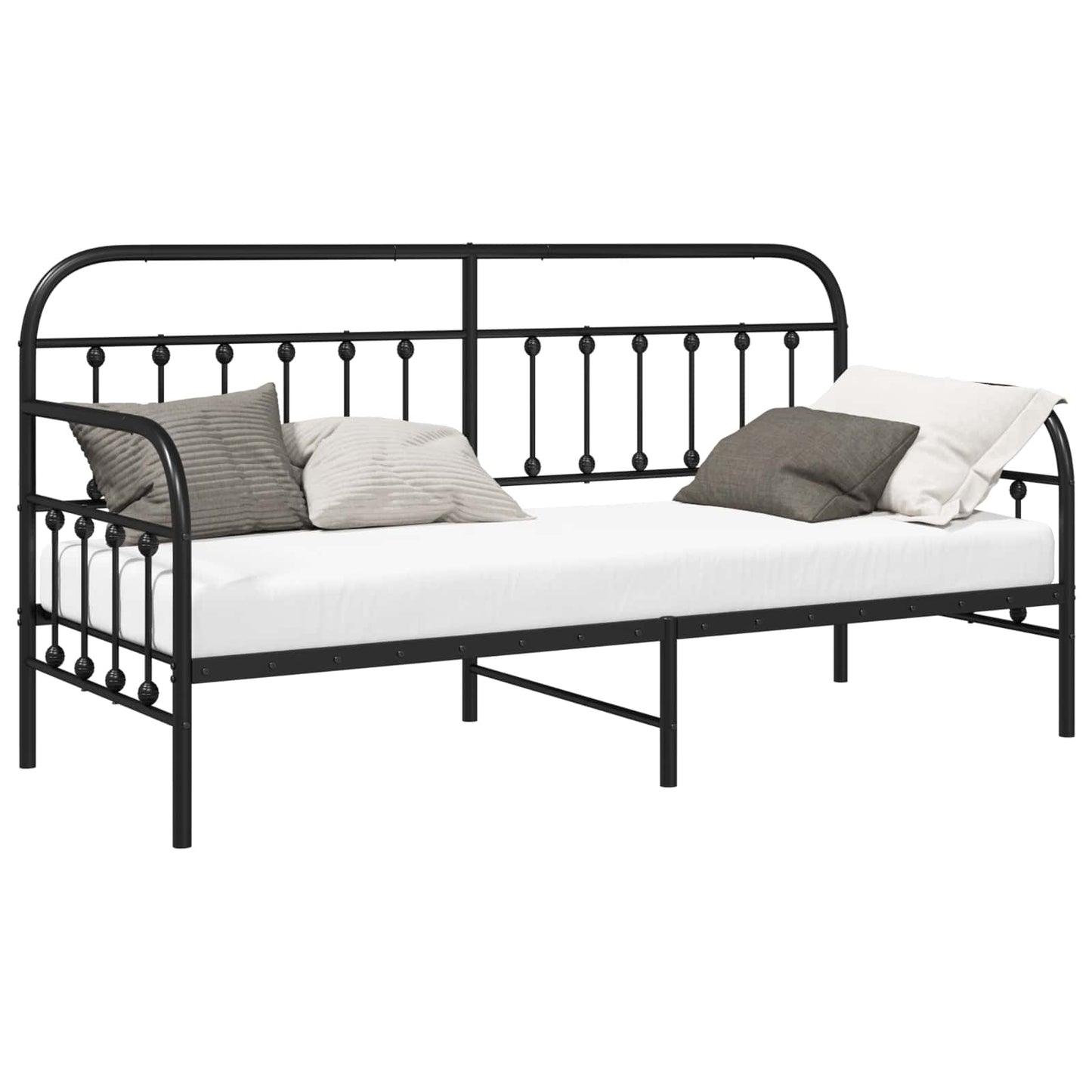 Bedframe voor een daybed Zwart 75 x 190 cm Gepoedercoat staal is nu te koop bij PeponiXL, paradijselijk wonen!